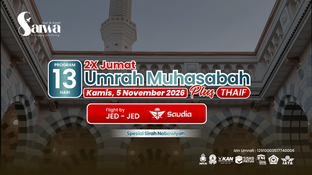 UMRAH MUHASABAH PLUS THAIF 13 HARI 5 NOVEMBER 2026