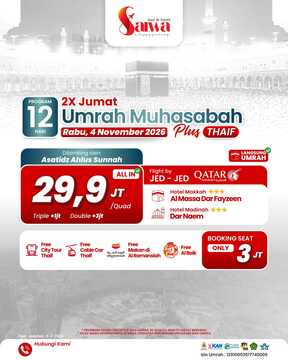 UMRAH MUHASABAH PLUS THAIF 12 HARI 4 NOVEMBER 2026