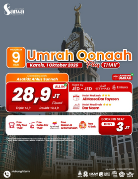 UMRAH QONAAH PLUS THAIF 9 HARI 1 OKTOBER 2026