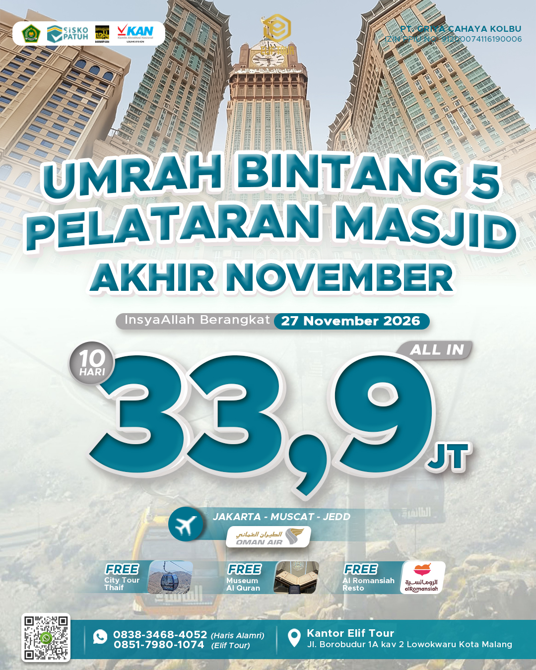 UMRAH BINTANG 5 PELATARAN MASJID AKHIR NOVEMBER