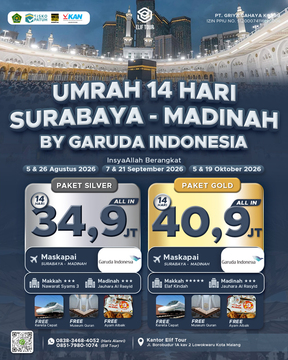UMRAH 14 HARI SURABAYA - MADINAH BY GARUDA INDONESIA (19 OKTOBER 2026)