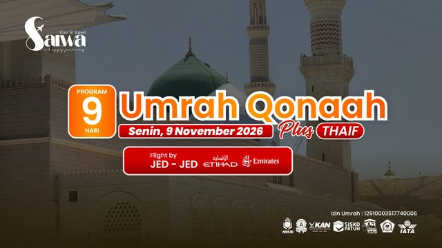 UMRAH QONAAH PLUS THAIF 9 HARI 9 NOVEMBER 2026