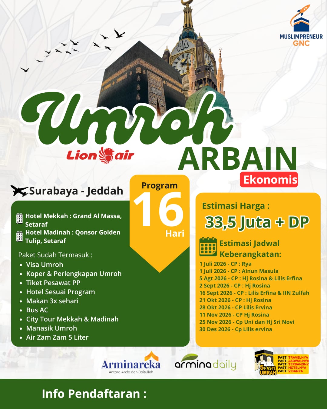 UMROH ARBAIN EKONOMIS 5 AGUSTUS 2026