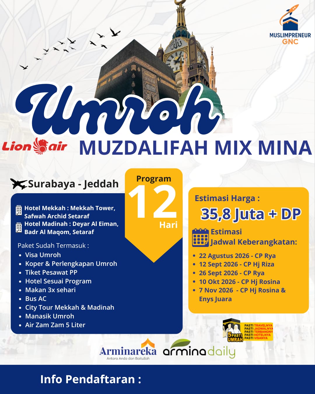 UMROH MUZDALIFAH MIX MINA 12 SEPTEMBER 2026 ARMINAREKA