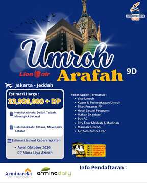 UMROH ARAFAH 3 OKTOBER 2026 ARMINAREKA