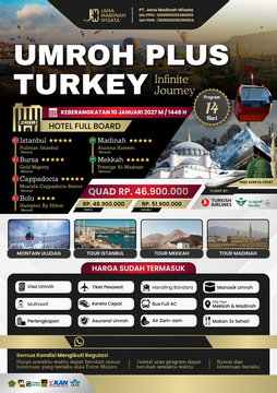 UMROH PLUS TURKEY 20 JANUARI 2027 M | 1448 H