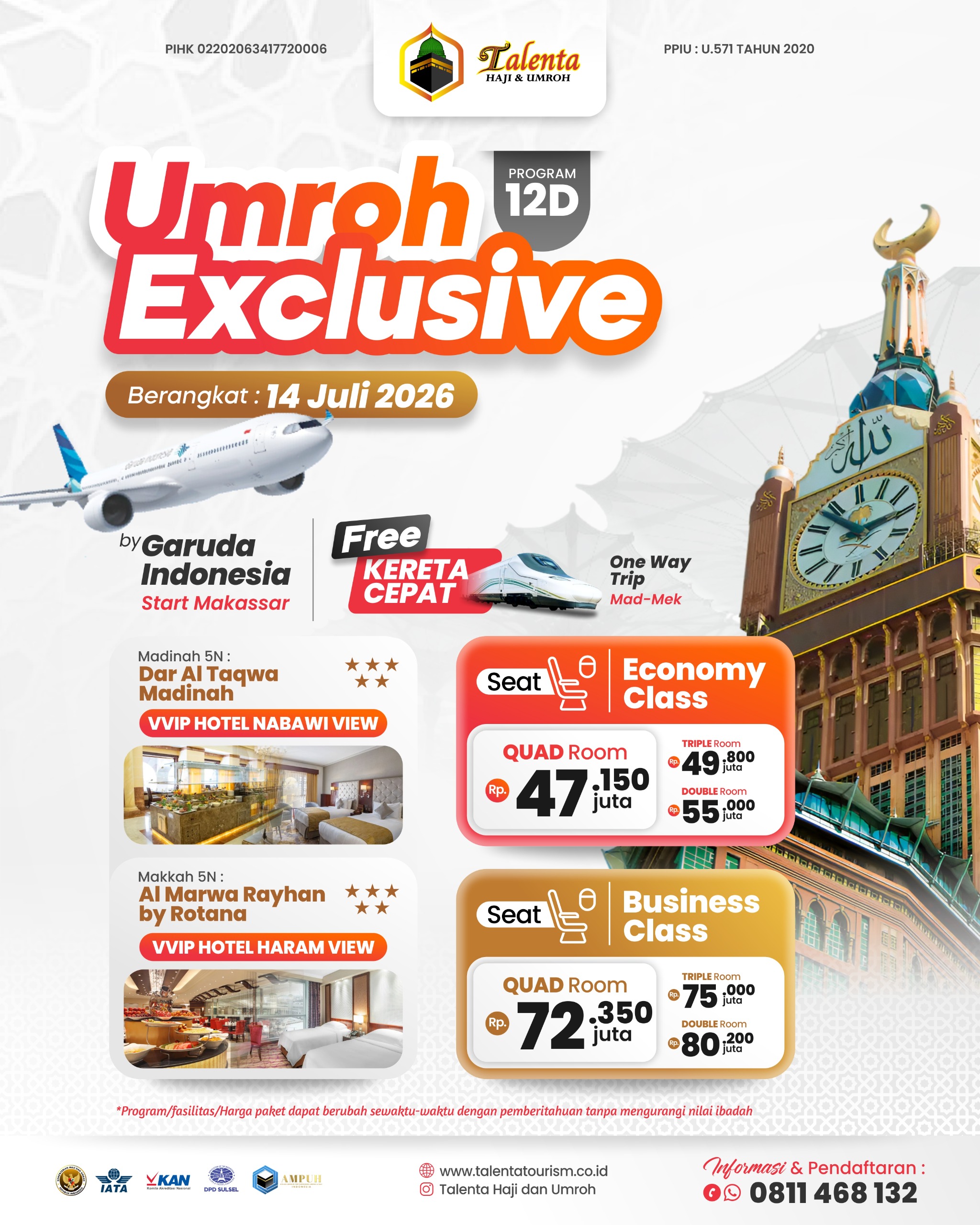 UMROH 14 JULI 2026 EXCLUSIVE PROGRAM 12 HARI BY GARUDA INDONESIA
