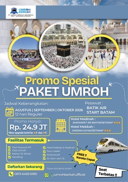 PAKET UMROH SPESIAL PROMO START BATAM 12 HARI AGUSTUS 2026