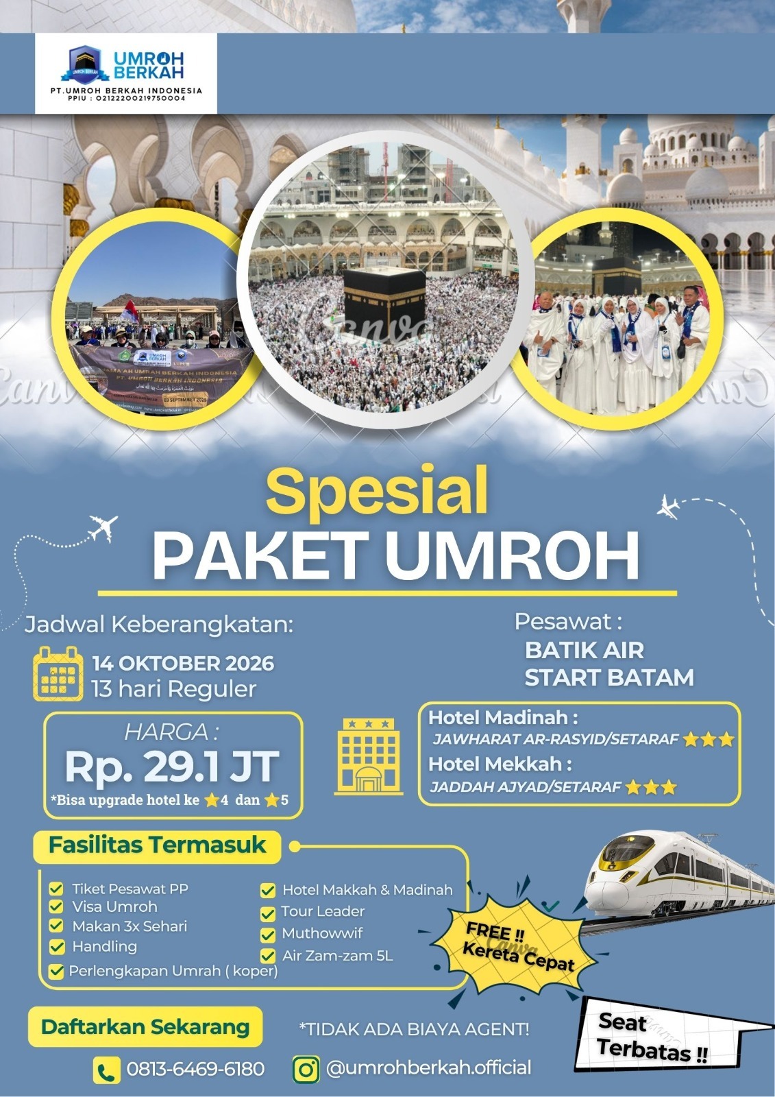 PAKET UMROH SPESIAL PROMO START BATAM 12 HARI OKTOBER 2026