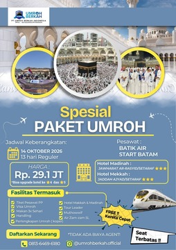 PAKET UMROH SPESIAL PROMO START BATAM 12 HARI OKTOBER 2026