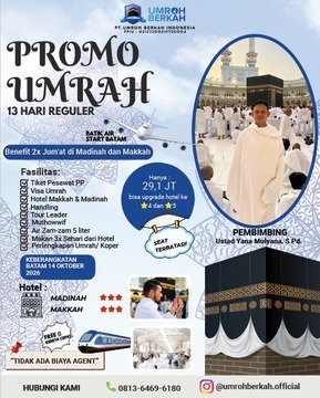 PAKET UMROH SPESIAL PROMO START BATAM 13 HARI OKTOBER 2026 BERSAMA USTAD YANA MULYANA, S Pd