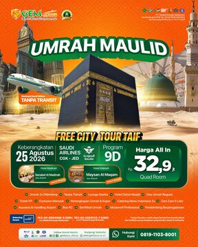 CUSTOM 25 AGUSTUS 2026 " UMRAH MAULID PLUS THAIF""