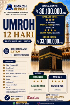 PAKET UMROH SPESIAL NOVEMBER 12 HARI START BATAM 