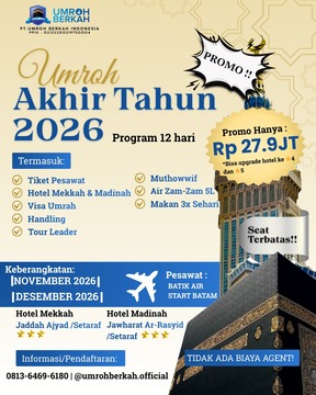 PAKET UMROH SPESIAL AKHIR TAHUN START BATAM 12 HARI DESEMBER 2026