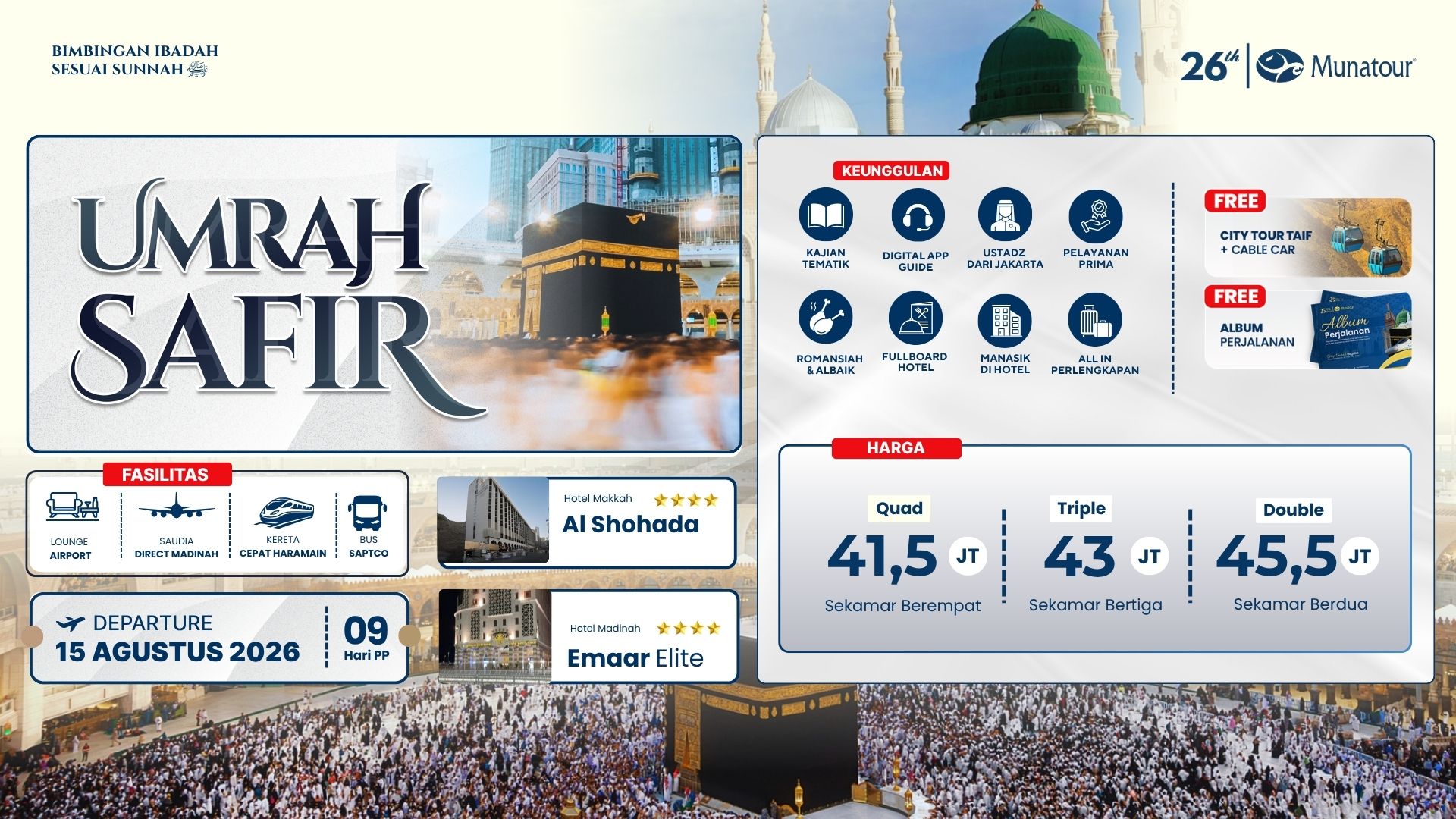Umrah Safir Ekonomis Landing Jeddah 15 Agustus 2026