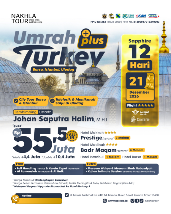 UMROH PLUS TURKEY AKHIR TAHUN 21 DESEMBER 2026
