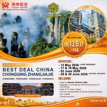 8D BEST DEAL CHINA CHONGQING ZHANGJIAJIE 30 JUNI 2026 