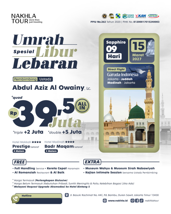 UMROH LIBUR LEBARAN AWAL SYAWAL 15 MARET 2027
