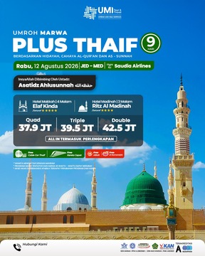 UMROH PLUS THAIF 9 HARI PAKET MARWA 12 AGUSTUS  2026