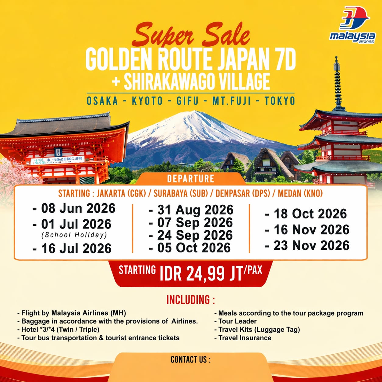 SUPER SALE GOLDEN ROUTE + SHIRAKAWAGO 23 NOVEMBER 2026 