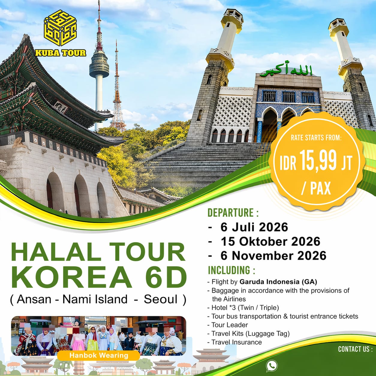 HALAL TOUR KOREA 6D 15 OKTOBER 2026