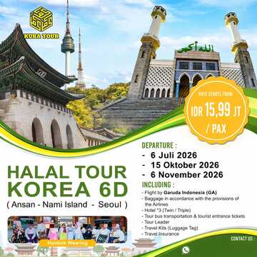 HALAL TOUR KOREA 6D 15 OKTOBER 2026