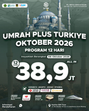 UMRAH PLUS TURKIYE OKTOBER 2026 PROGRAM 12 HARI