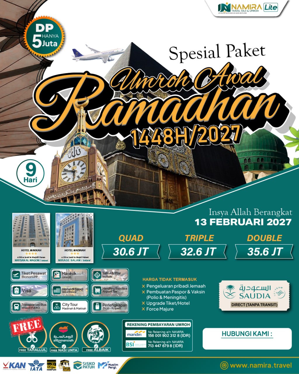 UMROH AWAL RAMADHAN 13 FEBRUARI 2027