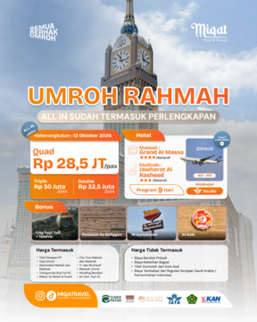UMROH RAHMAH OKTOBER BONUS TELEFRIC 28 JUTAAN ALL IN!
