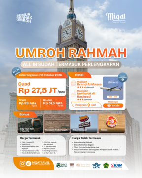 UMROH RAHMAH OKTOBER BONUS TELEFRIC 27 JUTAAN ALL IN!