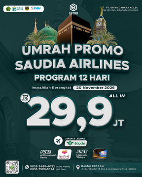 UMRAH PROMO SAUDIA AIRLINES 12 HARI