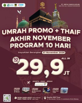 UMRAH PROMO + THAIF AKHIR NOVEMBER 10 HARI