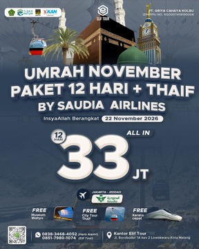 UMRAH NOVEMBER 12 HARI + THAIF BY SAUDIA AIRLINES