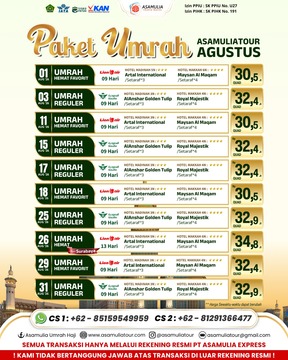 UMRAH REGULER 09 HARI (15 Agustus 2026)