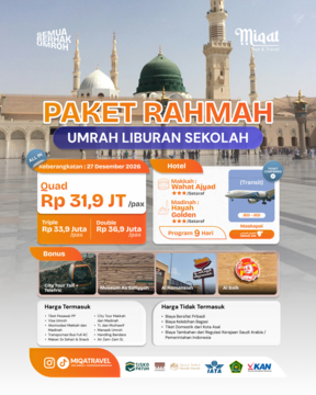 PAKET RAHMAH UMROH LIBURAN SEKOLAH 31 JUTAAN!!!!