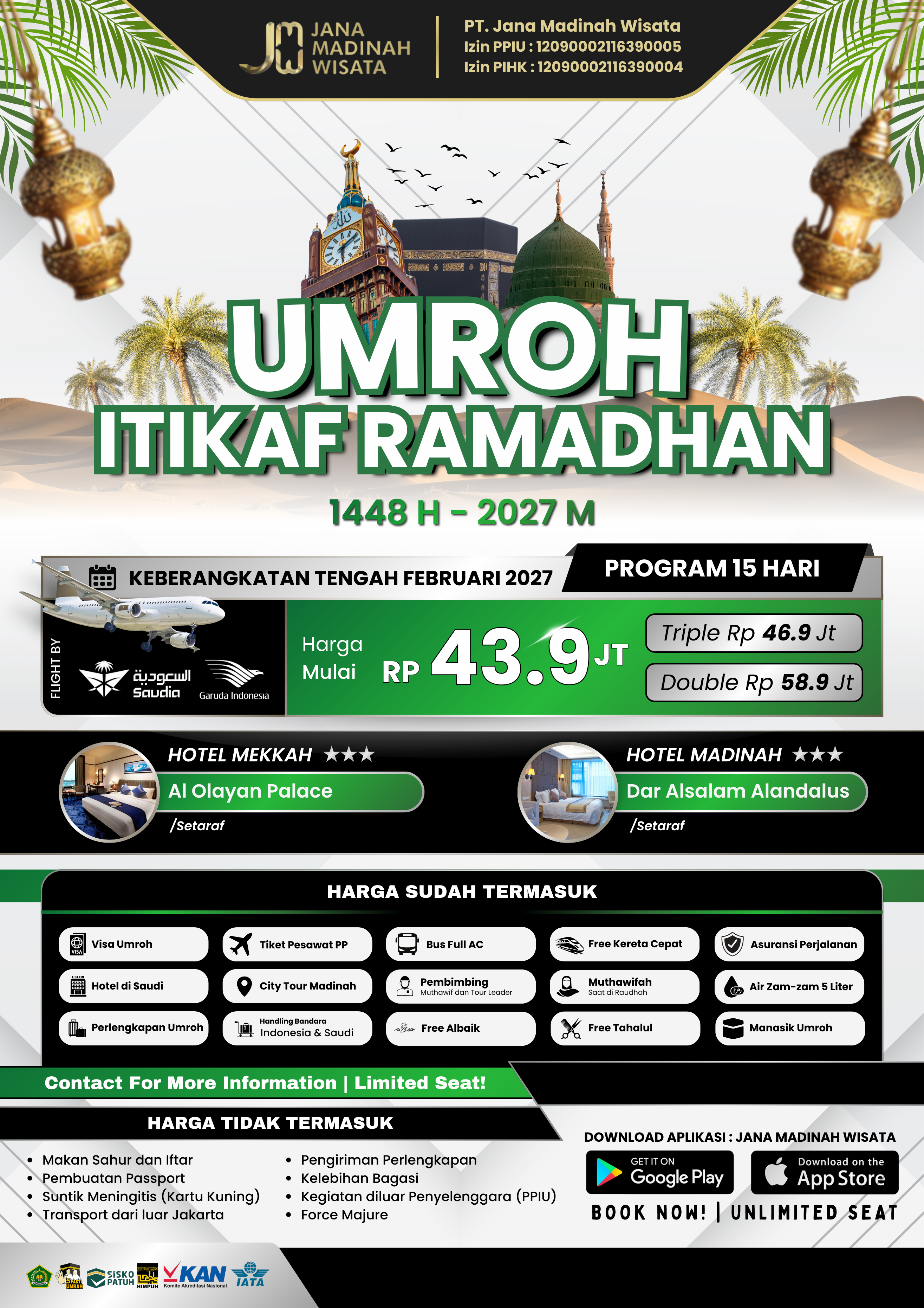 UMROH ITIKAF RAMADHAN 2027 M / 1448 H