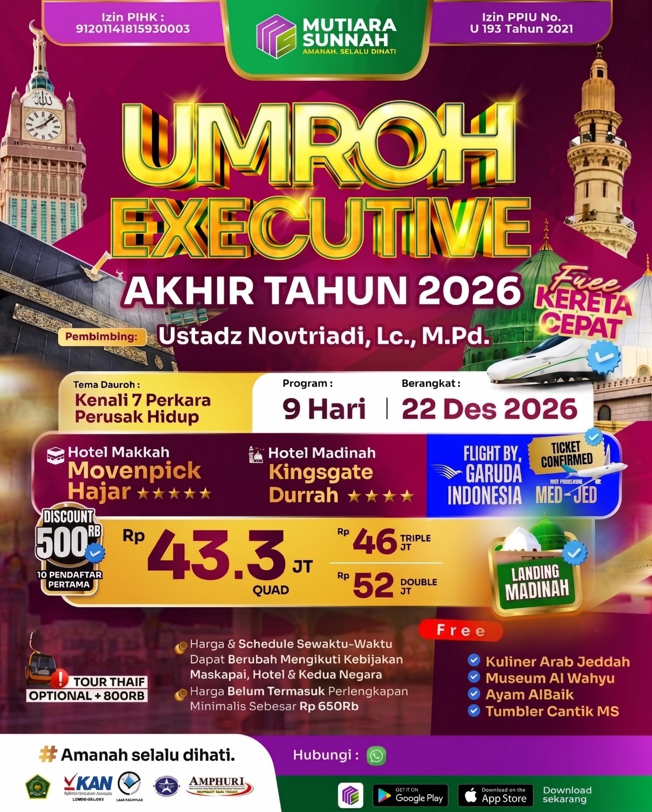 UMROH EXECUTIVE AKHIR TAHUN 22 DESEMBER 2026
