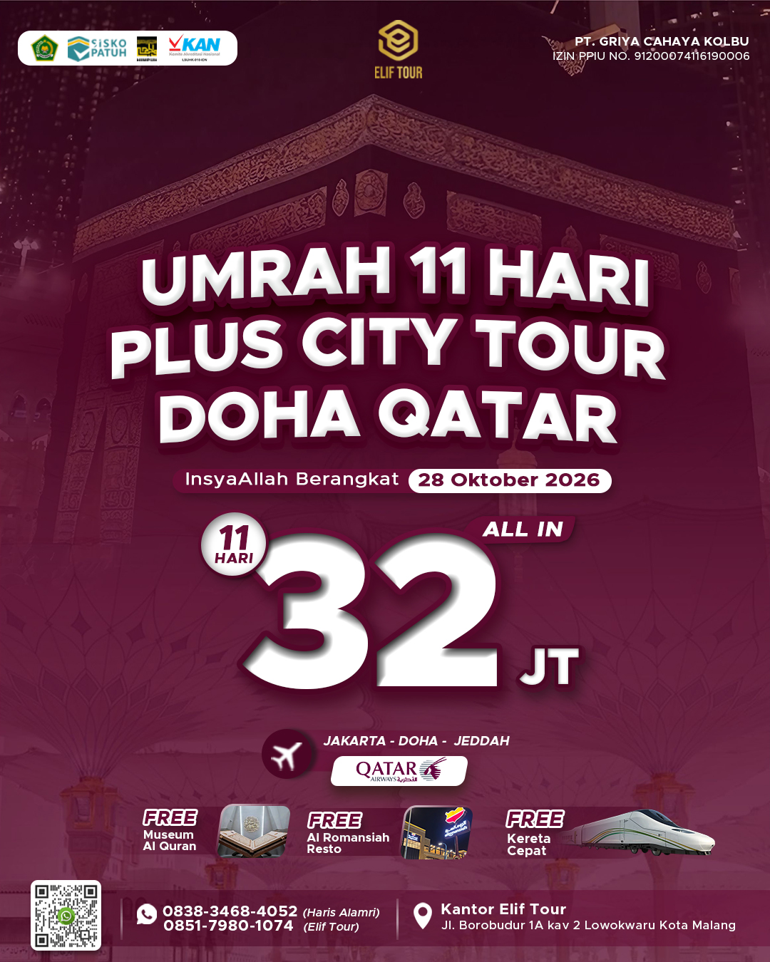 UMRAH 11 HARI PLUS CITY TOUR DOHA QATAR
