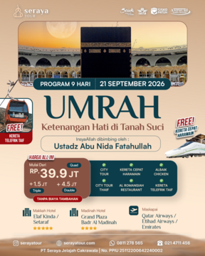 Umrah Plus Taif: 21 September 2026 (9 Hari)