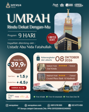 Umrah Plus Taif: 8 Oktober 2026 (9 Hari)