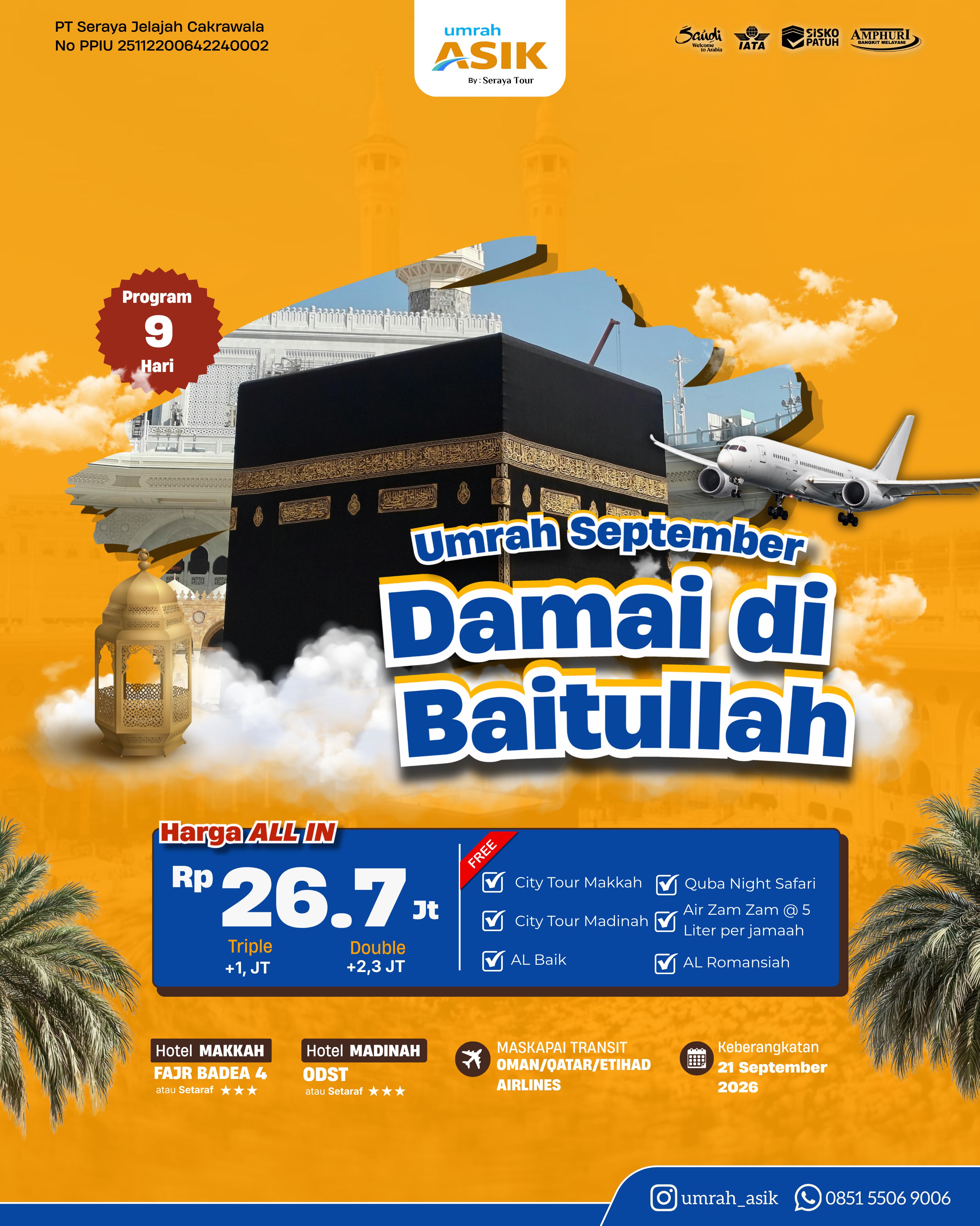 Umrah ASIK: 21 September 2026