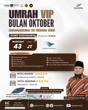 Jasa & Paket Umroh Hasuna VIP 3 Oktober 2026