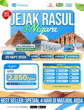 Paket Jejak Rasul 3 Negara 2026: Mesir, Palestina & Yordania 11 Hari