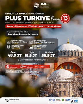 UMROH PLUS TURKI 13 HARI 2X JUMAT PLUS BURSA 14 DESEMBER 2026