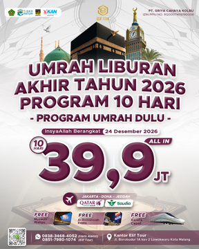 UMRAH LIBURAN AKHIR TAHUN 2026 PROGRAM 10 HARI UMRAH DULU
