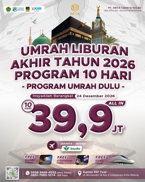 UMRAH LIBURAN AKHIR TAHUN 2026 PROGRAM 10 HARI UMRAH DULU