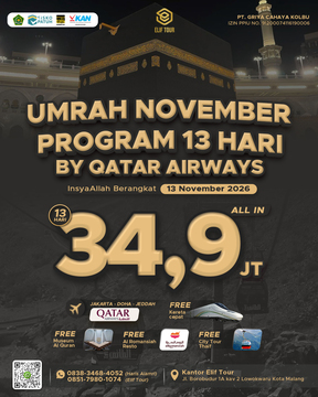UMRAH NOVEMBER PROGRAM 13 HARI BY QATAR AIRWAYS