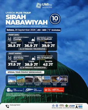 UMROH MARWA SIRAH NABAWIYAH PLUS THAIF 10 HARI 29 SEPTEMBER 2026