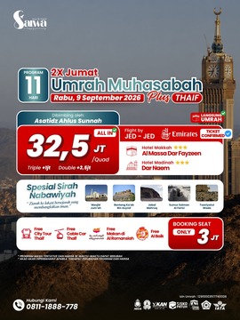 UMRAH MUHASABAH 2X JUMAT PLUS THAIF SALWA 09 SEPTEMBER 2026 11 HARI