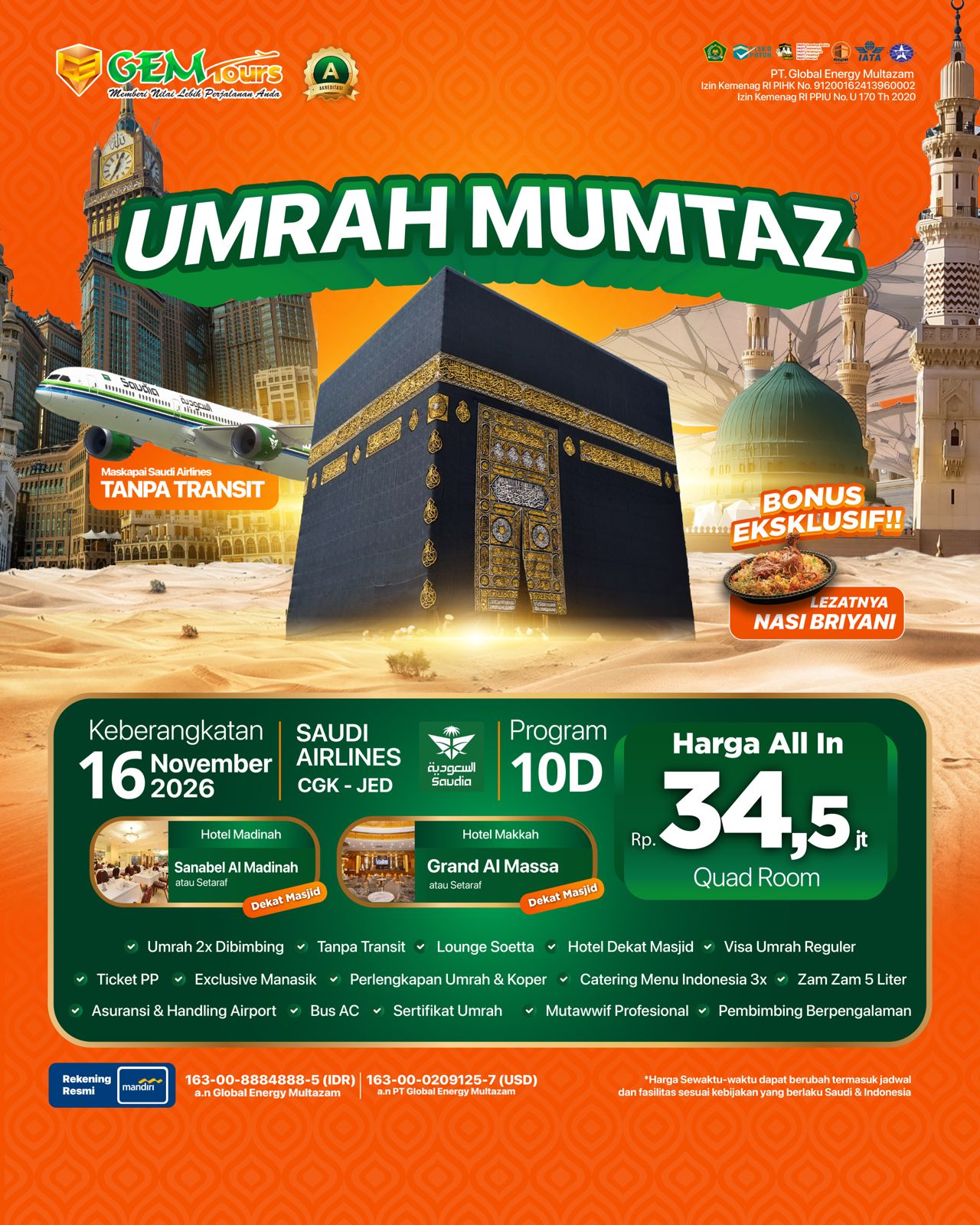16 NOVEMBER 2026 UMRAH MUMTAZ